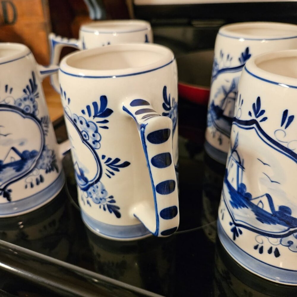 5 Delft Blue Heineken Beer Stein Mugs made in Holland - Picture 3 of 7